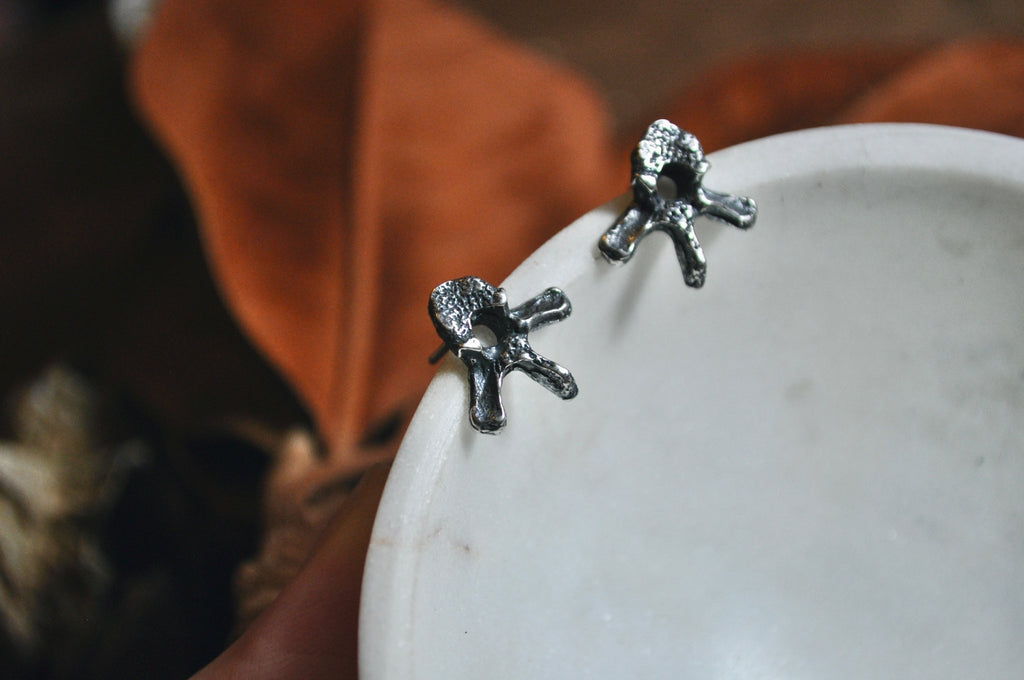 Large Vertebrae Studs | Ready to Ship - cameraSHY cove