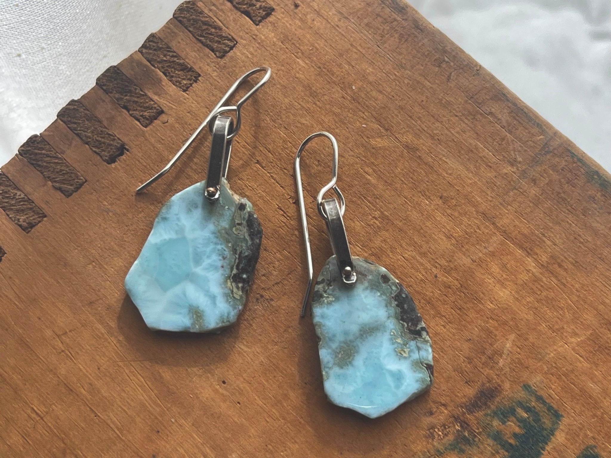 Larimar | Hinge Earrings - cameraSHY cove