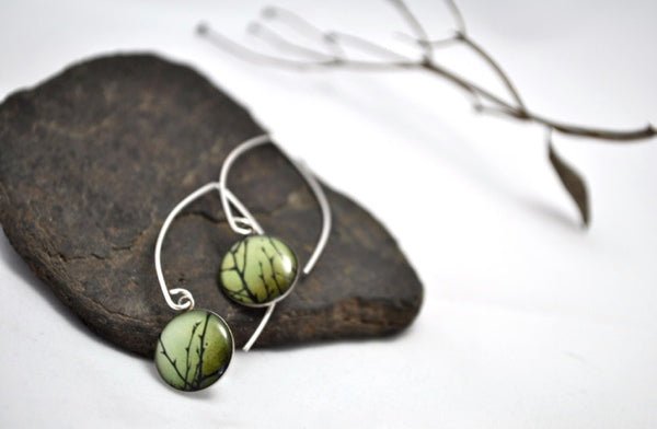 Olive. Eclipse Dangle Earrings. Made to order - cameraSHY cove