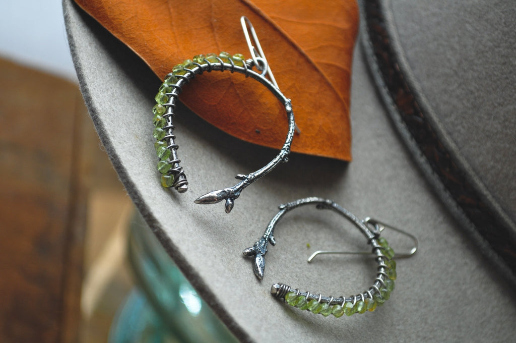 Peridot | Twig Ridge Hoops | Ready to Ship - cameraSHY cove