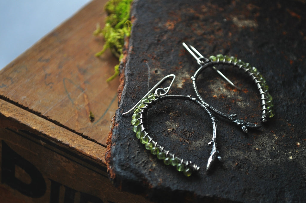 Peridot | Twig Ridge Hoops | Ready to Ship - cameraSHY cove