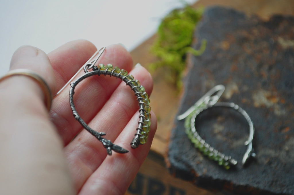 Peridot | Twig Ridge Hoops | Ready to Ship - cameraSHY cove