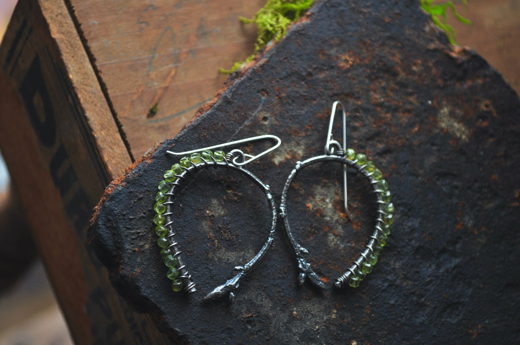 Peridot | Twig Ridge Hoops | Ready to Ship - cameraSHY cove