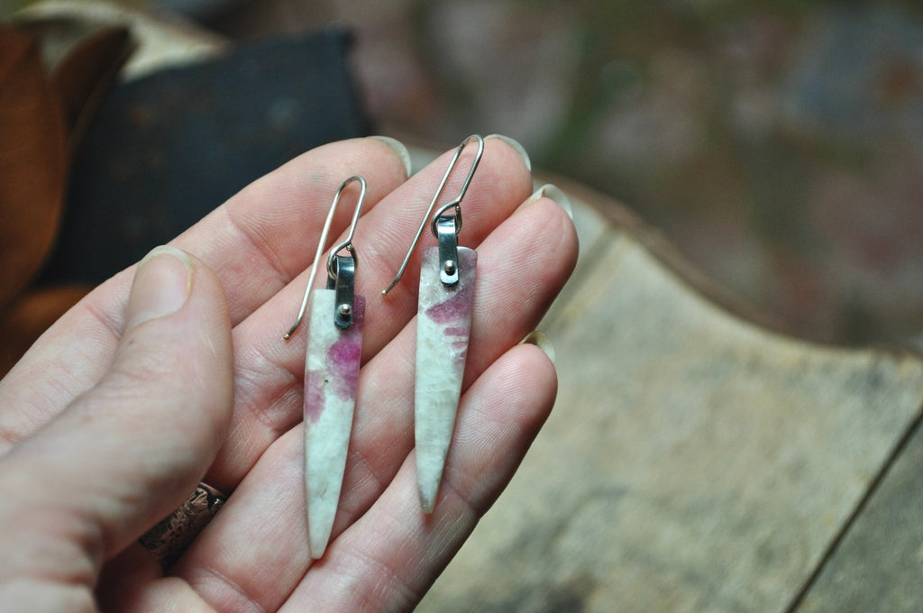 Pink Tourmaline | Hinge Earrings - cameraSHY cove