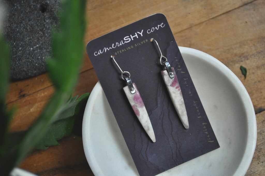 Pink Tourmaline | Hinge Earrings - cameraSHY cove