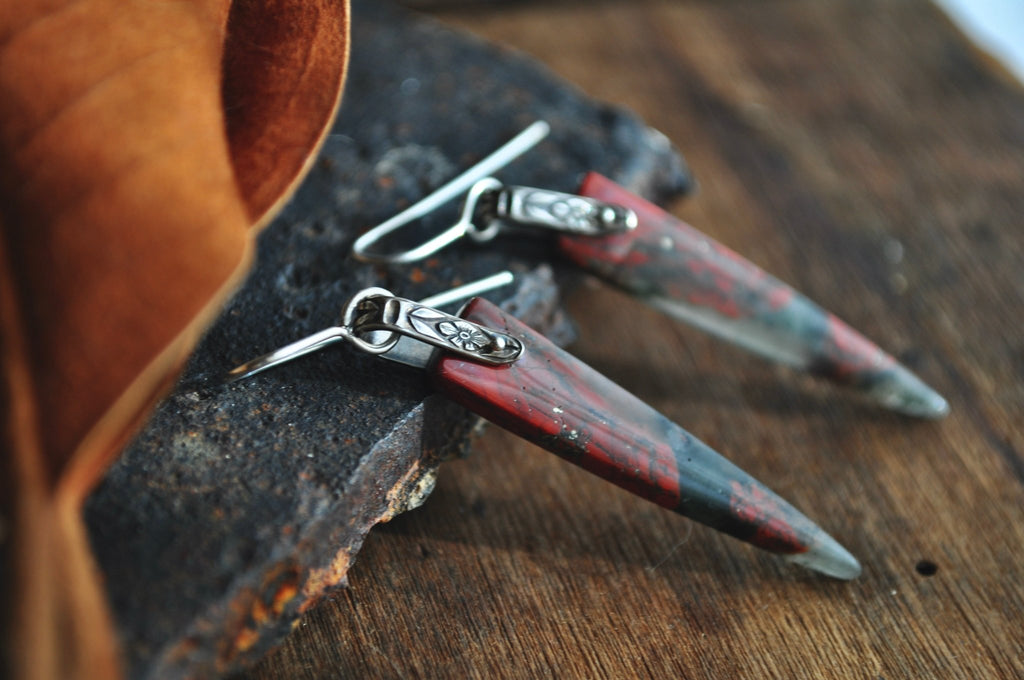 Red Creek Jasper | Acute Earrings | Ready to ship - cameraSHY cove