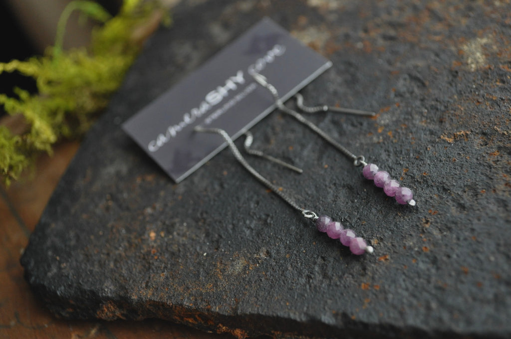 Ruby | Threader Earrings | Ready to Ship - cameraSHY cove