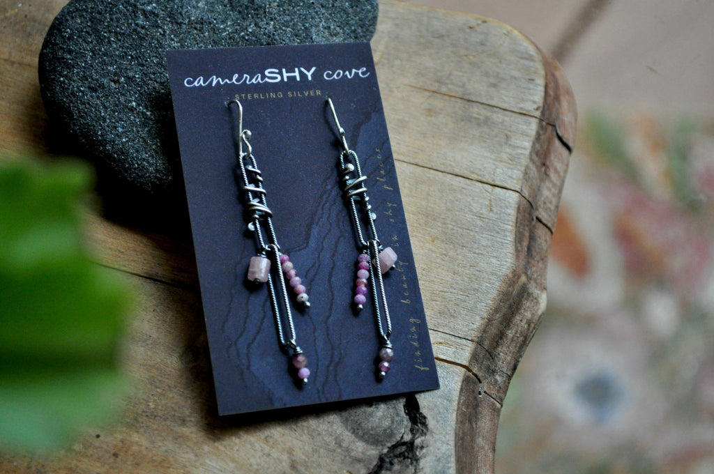 Ruby + tourmaline | Link Earrings | Ready to Ship - cameraSHY cove