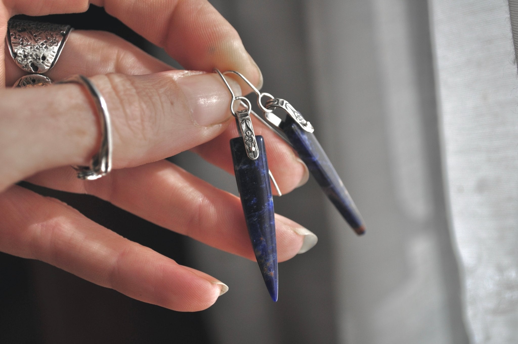 Sodalite | Acute Earrings | Ready to Ship - cameraSHY cove