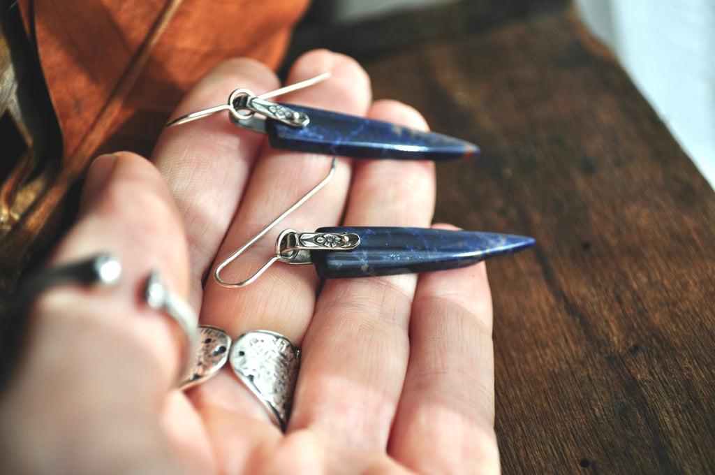 Sodalite | Acute Earrings | Ready to Ship - cameraSHY cove