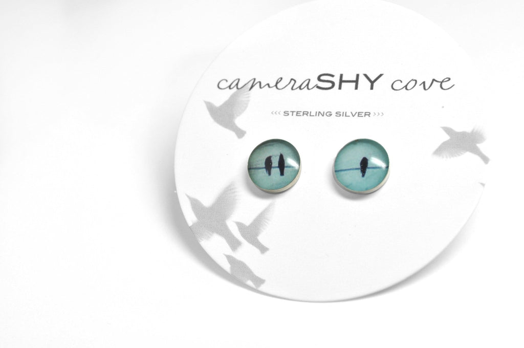 TRIO | Birds on Wire | 6 or 8mm stud earrings - cameraSHY cove