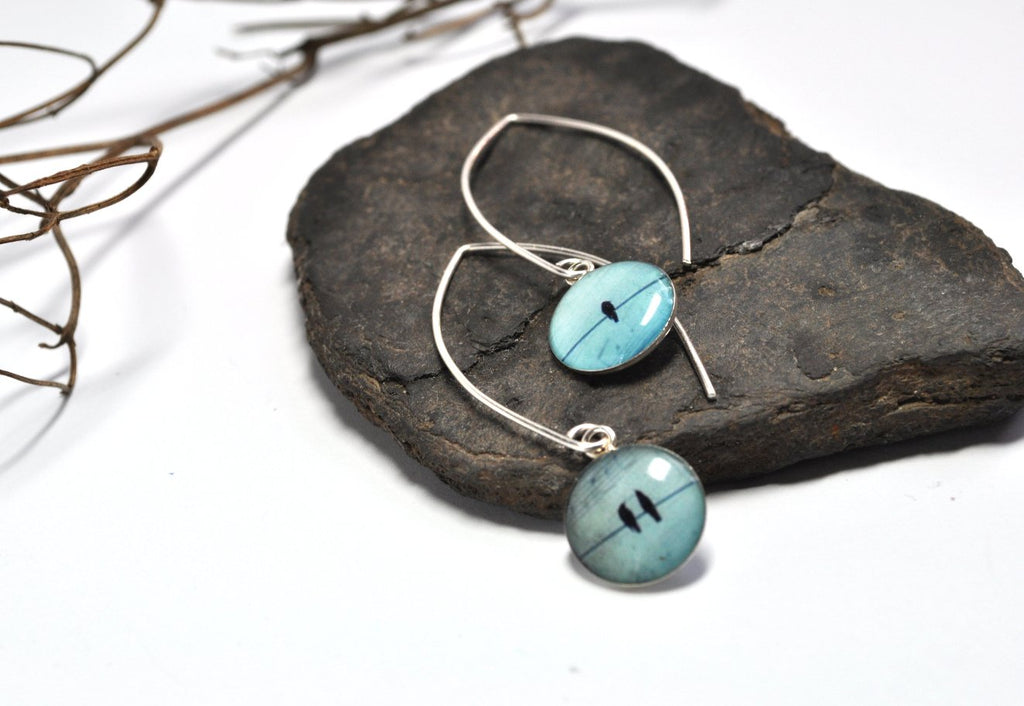 TRIO | Birds on Wire | eclipse dangle earrings. - cameraSHY cove