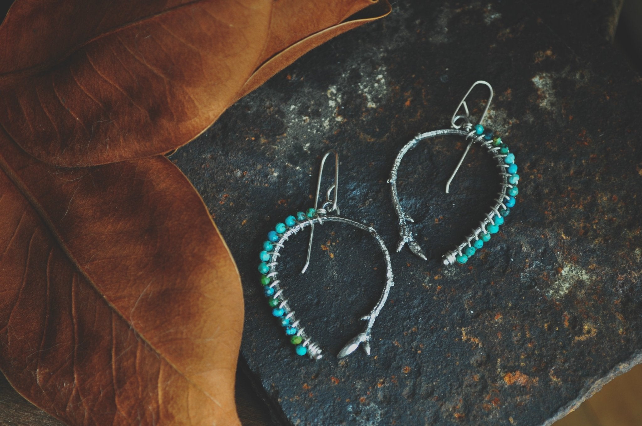 Turquoise | Twig Ridge Hoops | Ready to Ship - cameraSHY cove