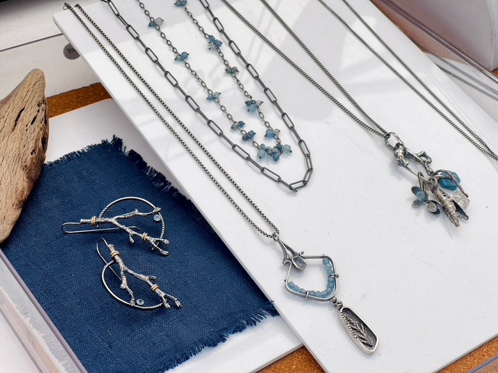 Twig and Sapphire Earrings | Ready to Ship - cameraSHY cove